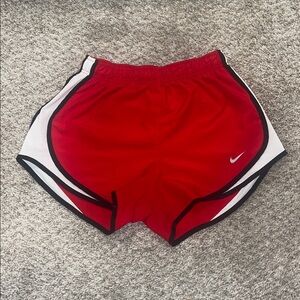 Nike women’s running shorts red white black cheer like new Small built in liner